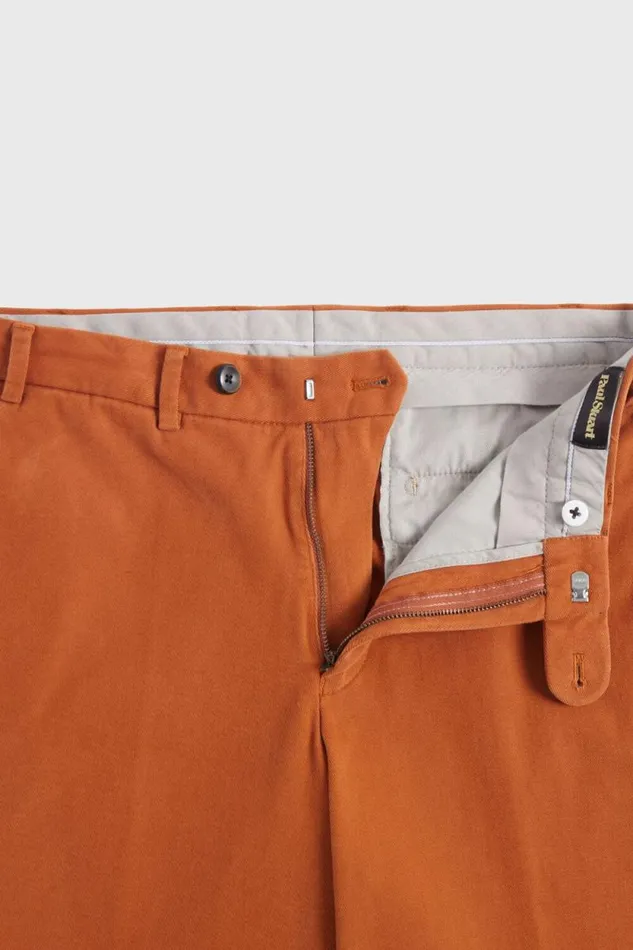 Mens Paul Stuart Pants Brushed Cotton Plain Front Newton Pant Rust Mens Paul Stuart Pants Brushed Cotton Plain Front Newton Pant Rust