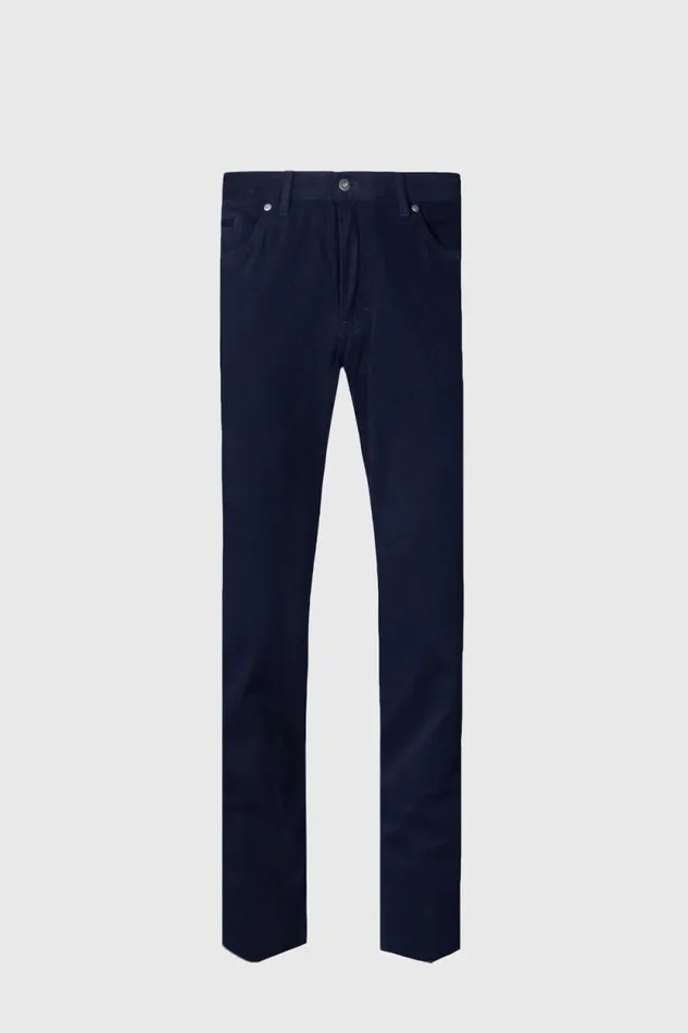 Mens Paul Stuart Pants Brushed Cotton Twill Five Pocket Pant Navy