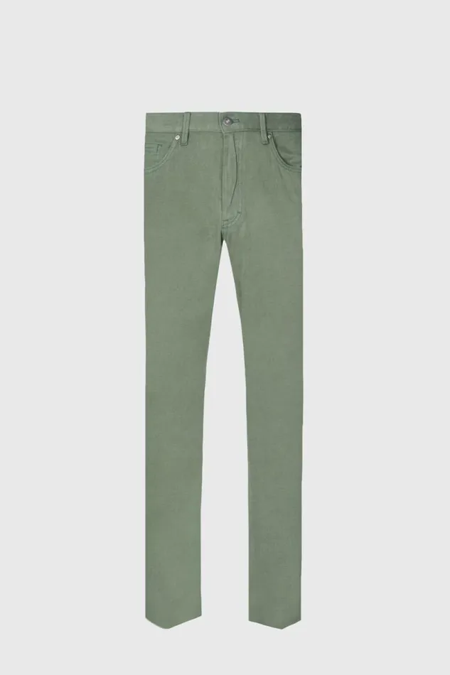 Mens Paul Stuart Pants Brushed Cotton Twill Five Pocket Pant Olive