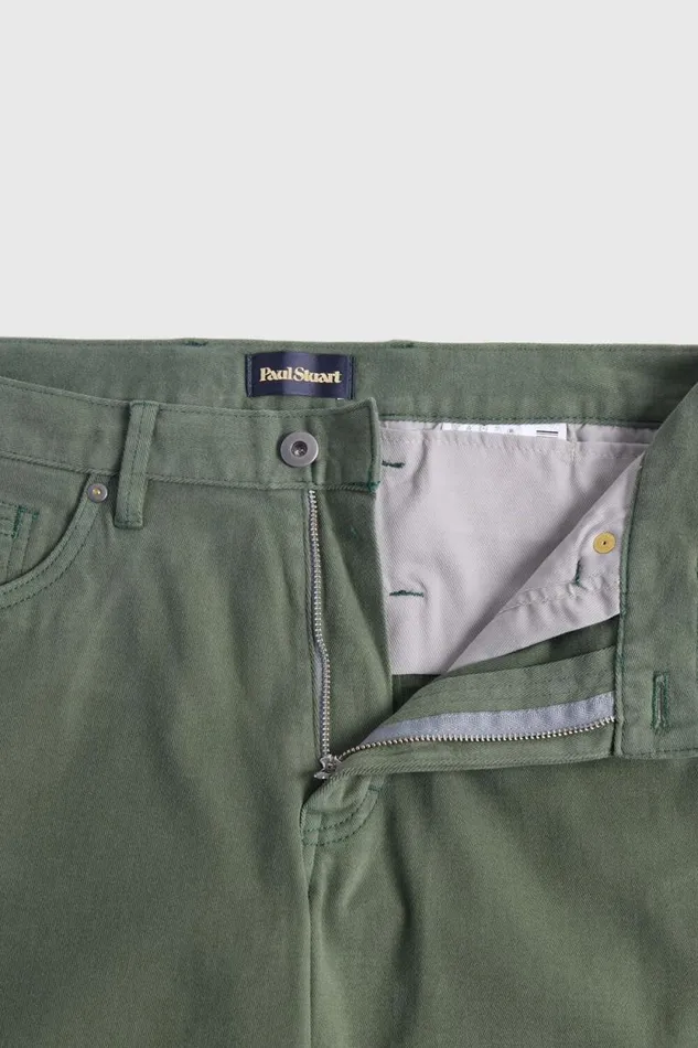 Mens Paul Stuart Pants Brushed Cotton Twill Five Pocket Pant Olive Mens Paul Stuart Pants Brushed Cotton Twill Five Pocket Pant Olive