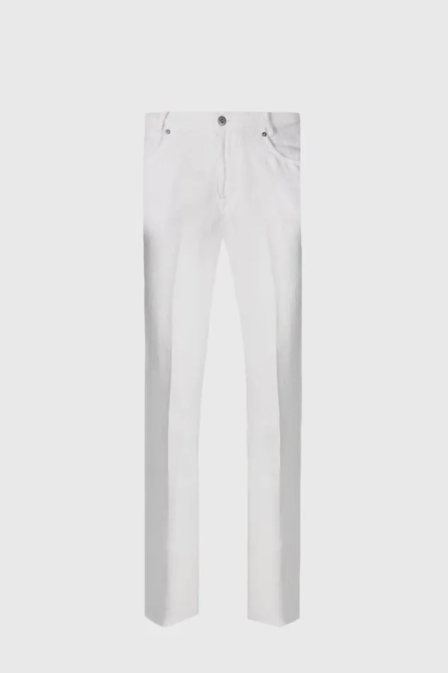 Mens Paul Stuart Pants Linen Five Pocket Pant White