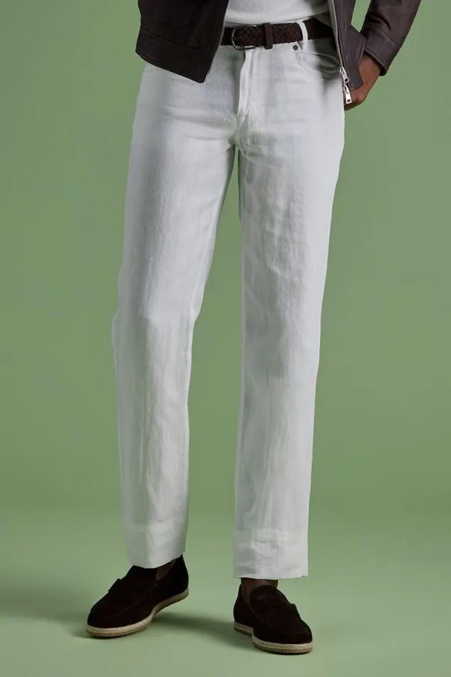 Mens Paul Stuart Pants Linen Five Pocket Pant White Mens Paul Stuart Pants Linen Five Pocket Pant White