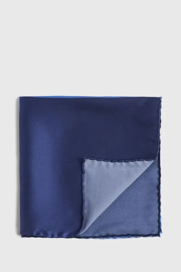 Mens Paul Stuart Pocket Squares Four Color Satin Pocket Square Blue