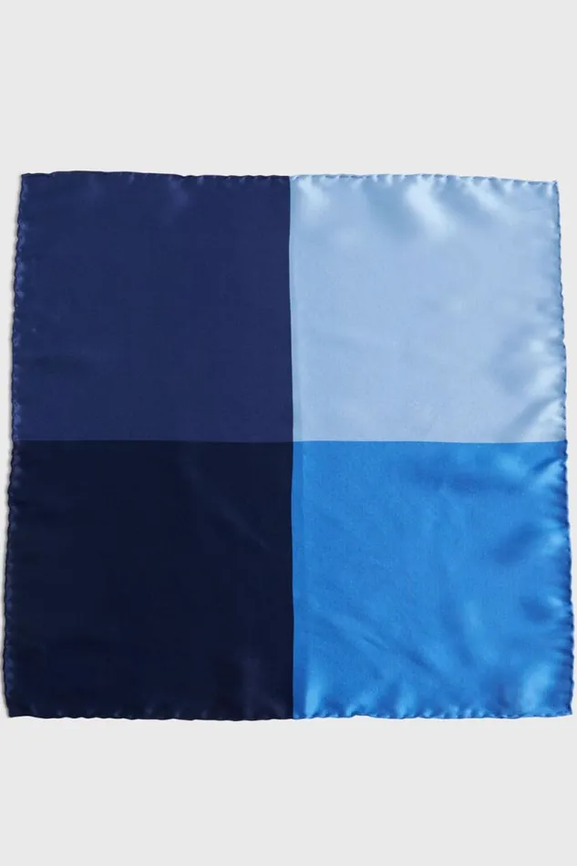 Mens Paul Stuart Pocket Squares Four Color Satin Pocket Square Blue Mens Paul Stuart Pocket Squares Four Color Satin Pocket Square Blue