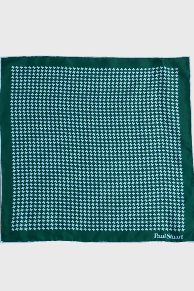 Mens Paul Stuart Pocket Squares Printed Silk Houndstooth Pocket Square Green Mens Paul Stuart Pocket Squares Printed Silk Houndstooth Pocket Square Green