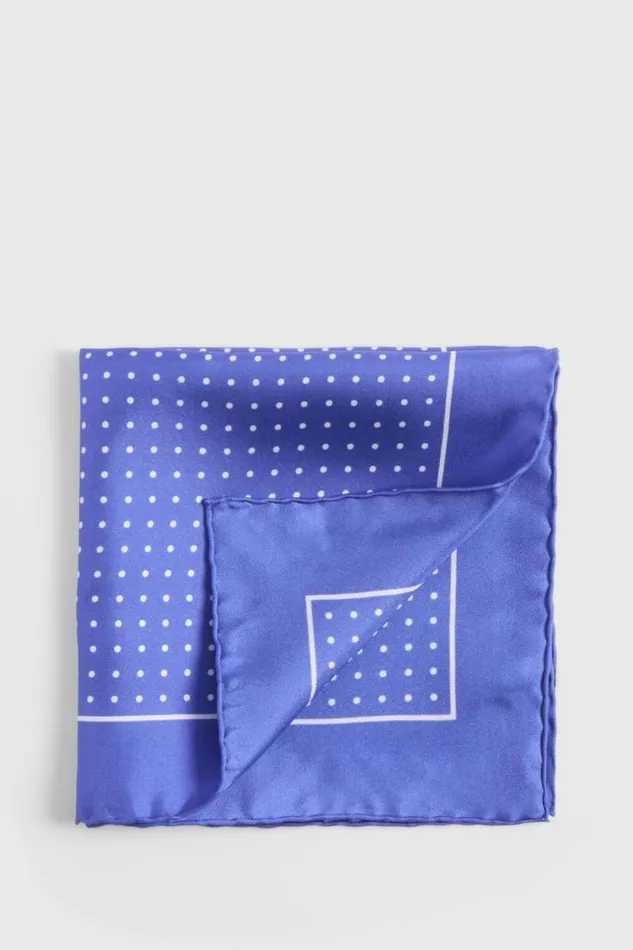 Mens Paul Stuart Pocket Squares Silk Twill Dot Print Pocket Square Purplewhite
