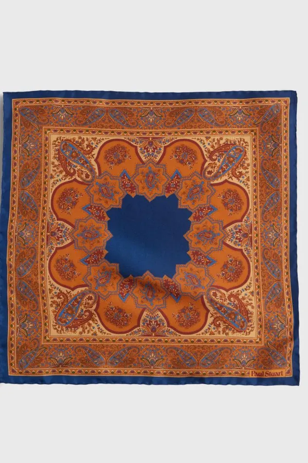 Mens Paul Stuart Pocket Squares Silk Twill Paisley Pocket Square Royal Blue Mens Paul Stuart Pocket Squares Silk Twill Paisley Pocket Square Royal Blue