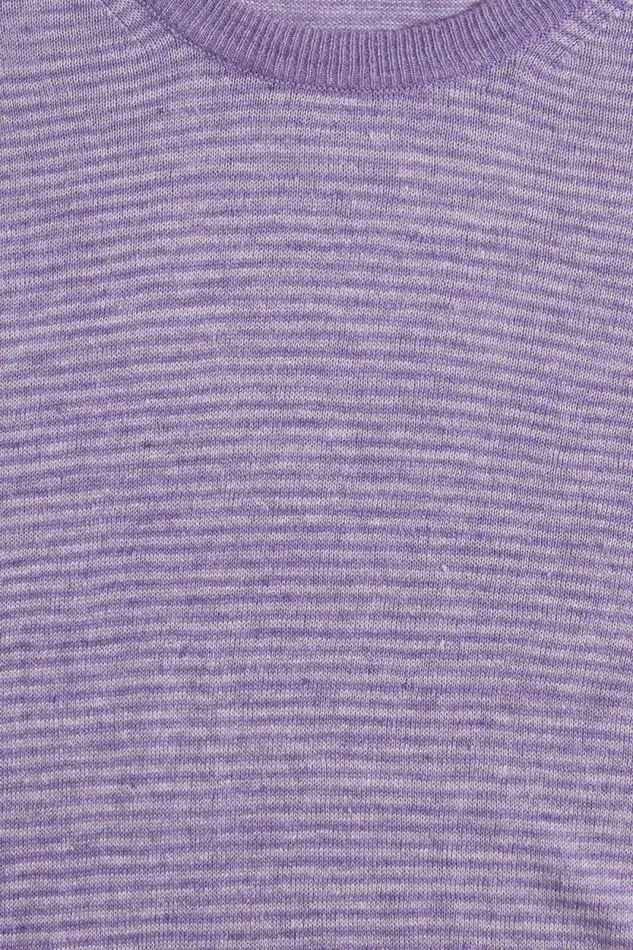 Mens Paul Stuart Polos and TShirts Striped Short Sleeve Linen Crewneck Lavender Mens Paul Stuart Polos and TShirts Striped Short Sleeve Linen Crewneck Lavender