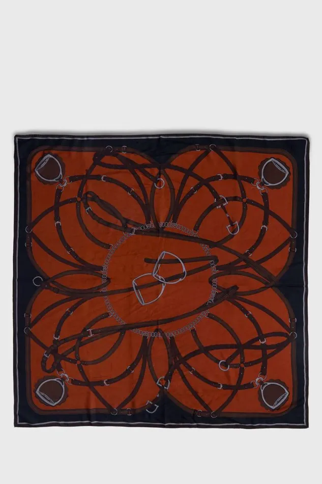 Mens Paul Stuart Scarves Belt and Buckle Printed Scarf Rust Mens Paul Stuart Scarves Belt and Buckle Printed Scarf Rust