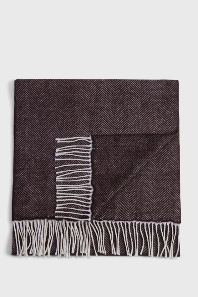 Mens Paul Stuart Scarves Wool Chevron Scarf Brown