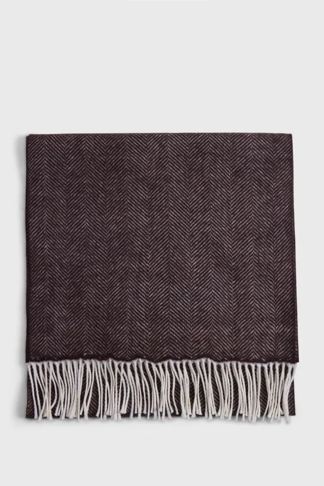 Mens Paul Stuart Scarves Wool Chevron Scarf Brown Mens Paul Stuart Scarves Wool Chevron Scarf Brown