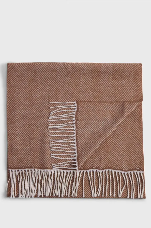 Mens Paul Stuart Scarves Wool Chevron Scarf Camel
