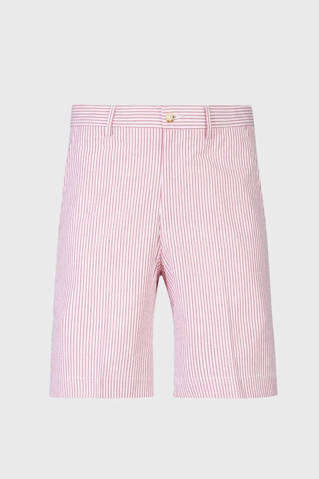 Mens Paul Stuart Shorts and Swim Trunks Cotton Seersucker Walk Short Red