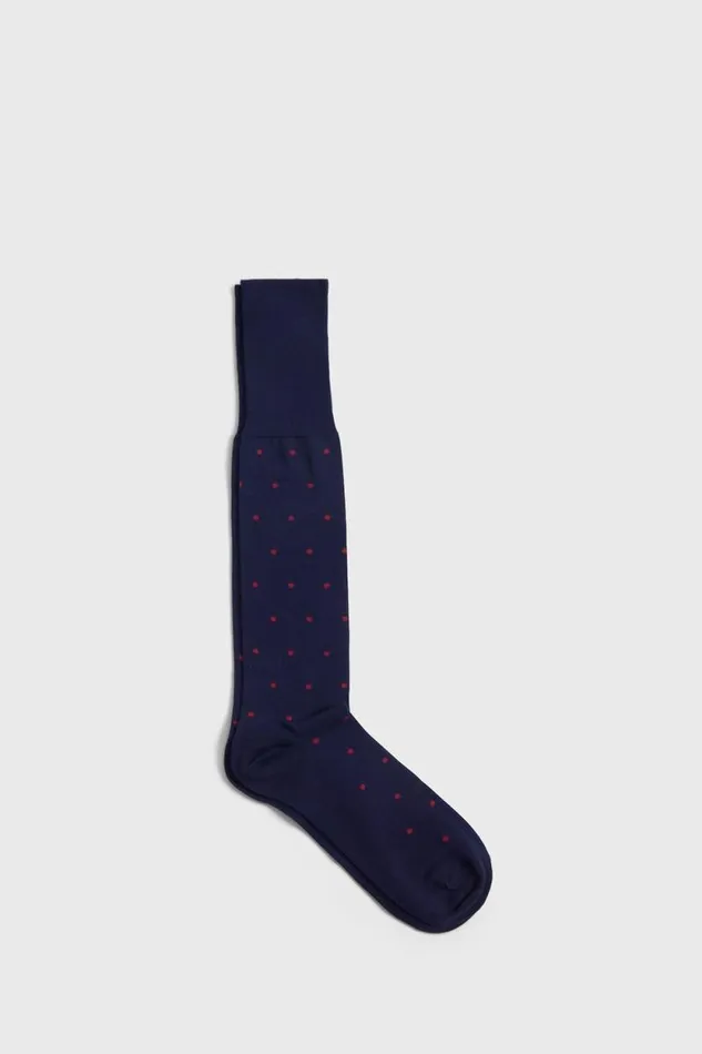 Mens Paul Stuart Socks Cotton Dotted Sock Navyred