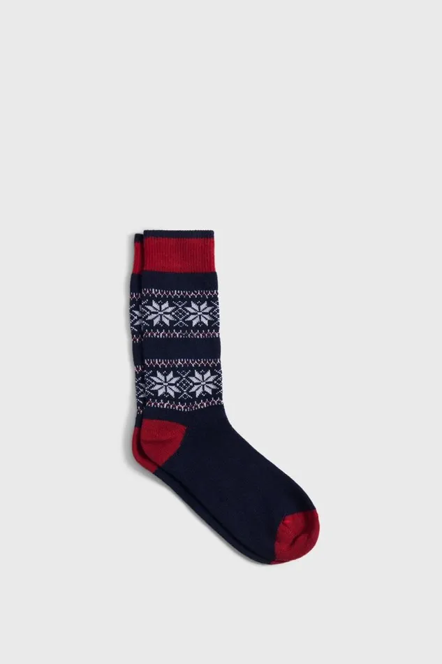 Mens Paul Stuart Socks Nordic Fair Isle Sock Navy