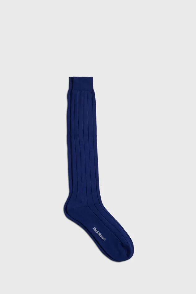 Mens Paul Stuart Socks Pima Cotton Wide Rib Sock Dark Blue