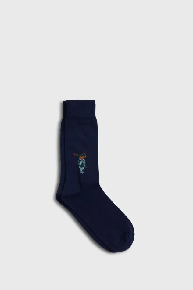 Mens Paul Stuart Socks Prancer Holiday Sock Navy