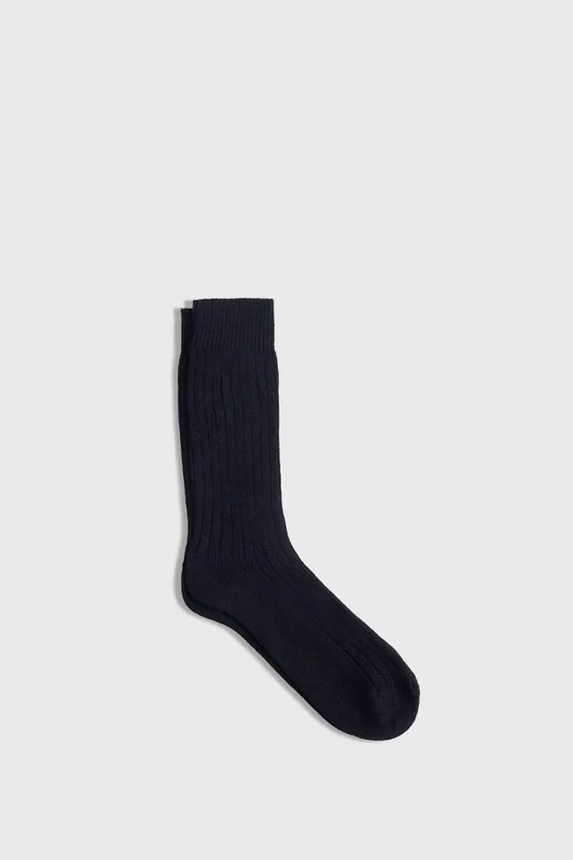 Mens Paul Stuart Socks Ribbed Sport Crew Sock Black