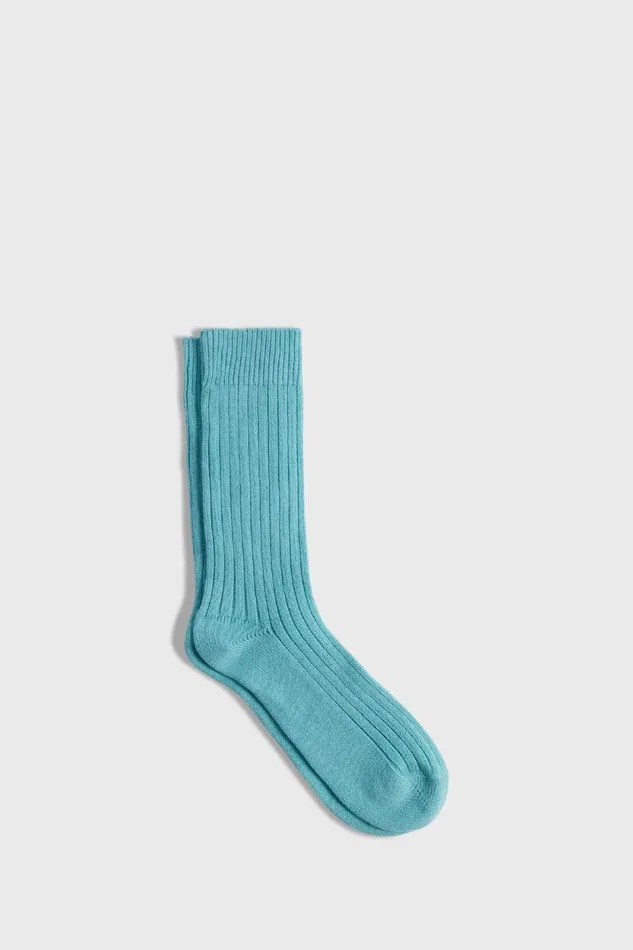 Mens Paul Stuart Socks Ribbed Sport Crew Sock Seafoam