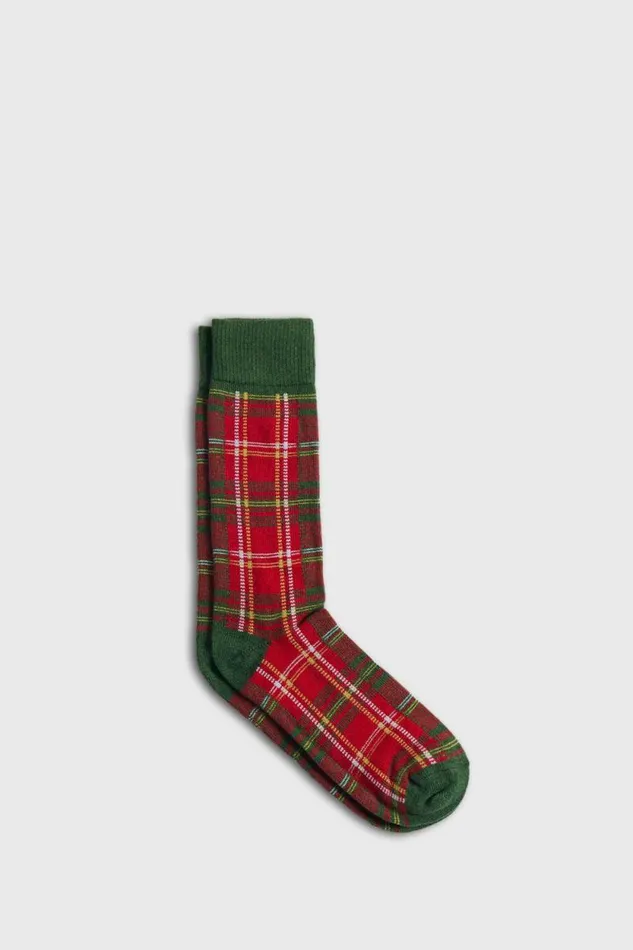 Mens Paul Stuart Socks Tartan Boot Sock Green