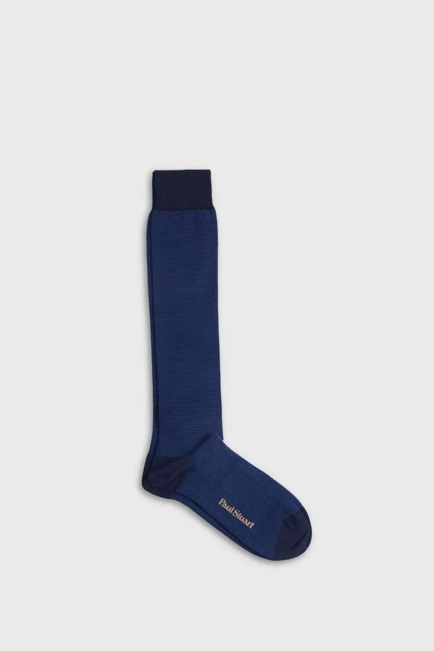 Mens Paul Stuart Socks Two Color Stripe Sock Blue