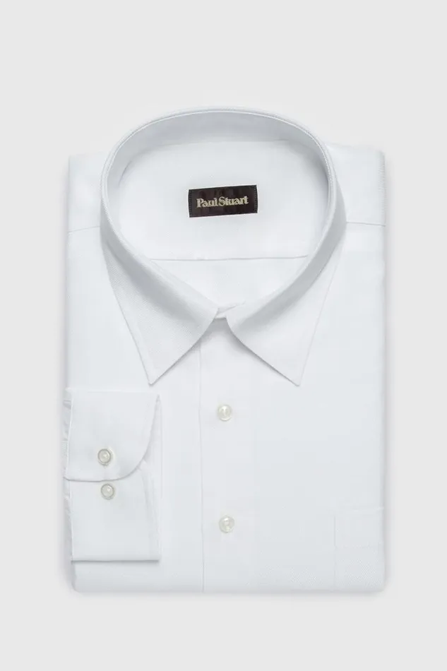 Mens Paul Stuart Sport Shirts Classic Cotton Twill Sport Shirt White