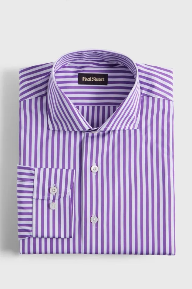 Mens Paul Stuart Sport Shirts Cotton Bengal Stripe Sport Shirt Purple