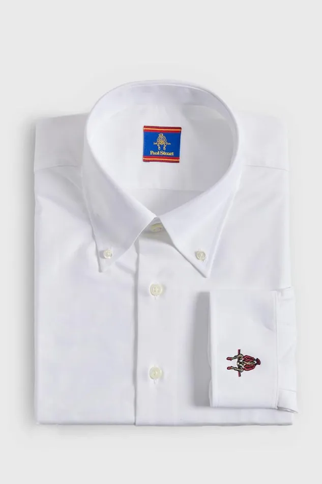 Mens Paul Stuart Sport Shirts Oxford Logo Sport Shirt White
