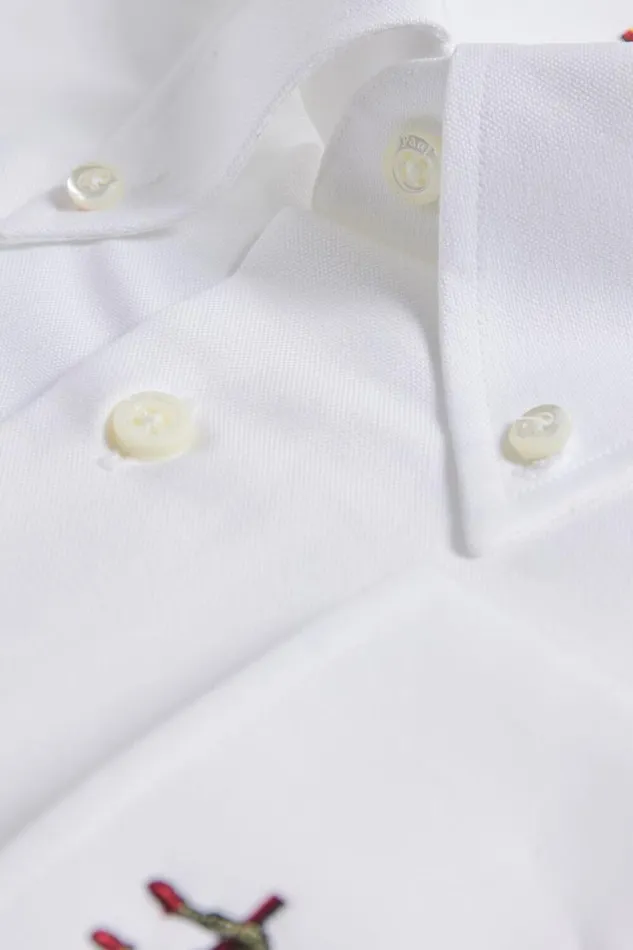 Mens Paul Stuart Sport Shirts Oxford Logo Sport Shirt White Mens Paul Stuart Sport Shirts Oxford Logo Sport Shirt White