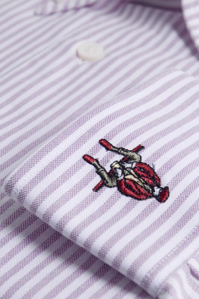 Mens Paul Stuart Sport Shirts Striped Oxford Logo Sport Shirt Lavender Mens Paul Stuart Sport Shirts Striped Oxford Logo Sport Shirt Lavender
