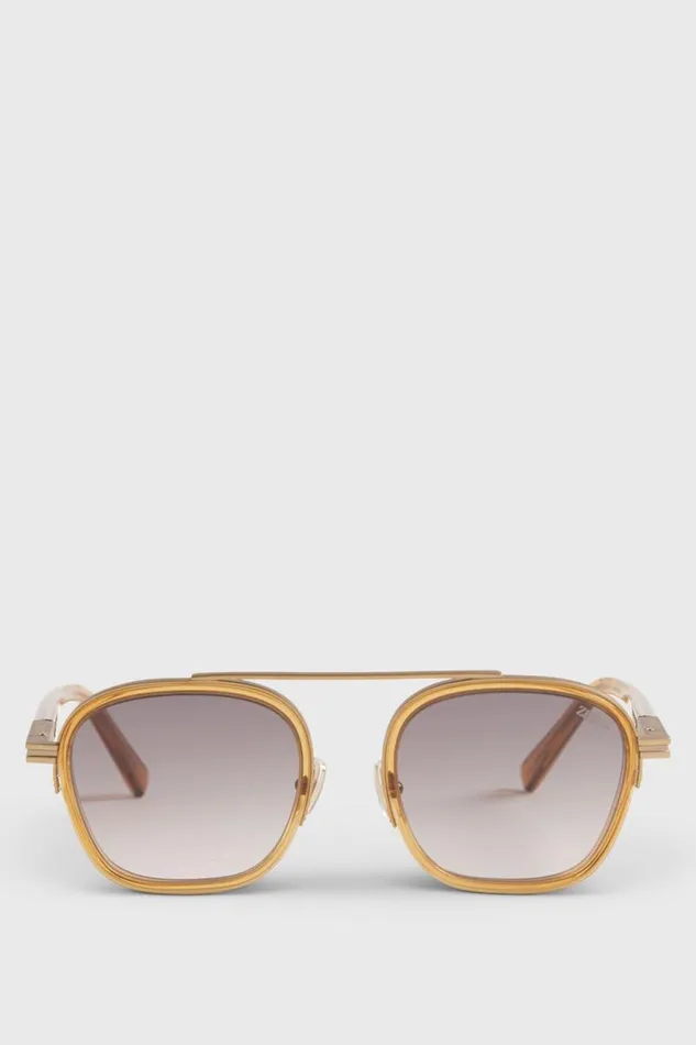 Mens Paul Stuart Sunglasses and Eyewear Zegna Shiny Gold Geometric Gold