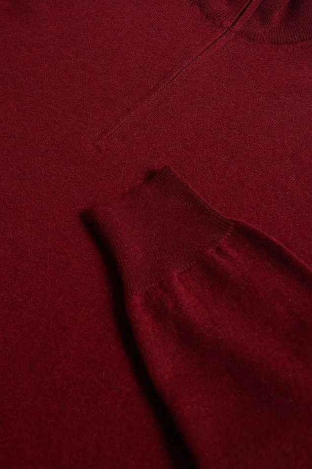 Mens Paul Stuart Sweaters Classic Cashmere Quarter Zip Sweater Cranberry