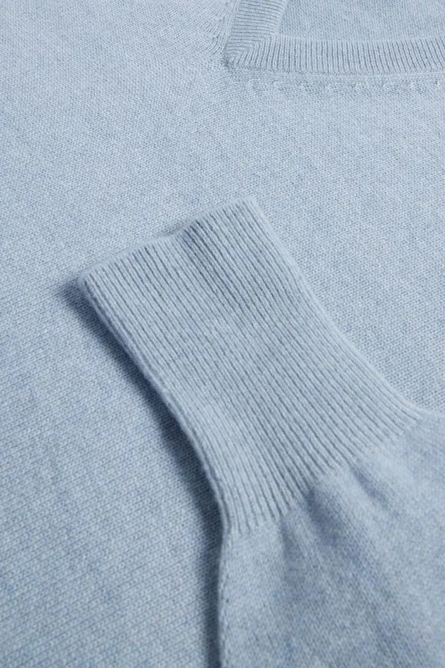 Mens Paul Stuart Sweaters Classic Cashmere VNeck Sweater Blue Fog