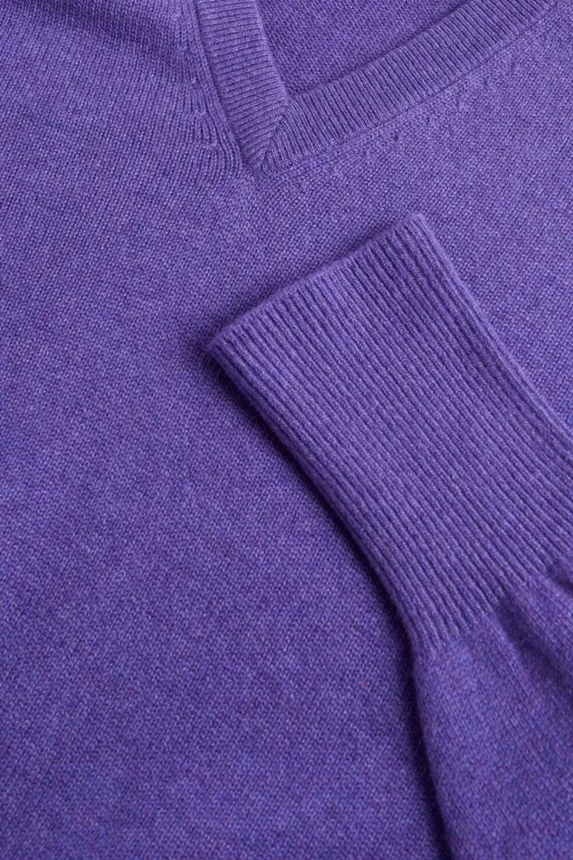 Mens Paul Stuart Sweaters Classic Cashmere VNeck Sweater Grape