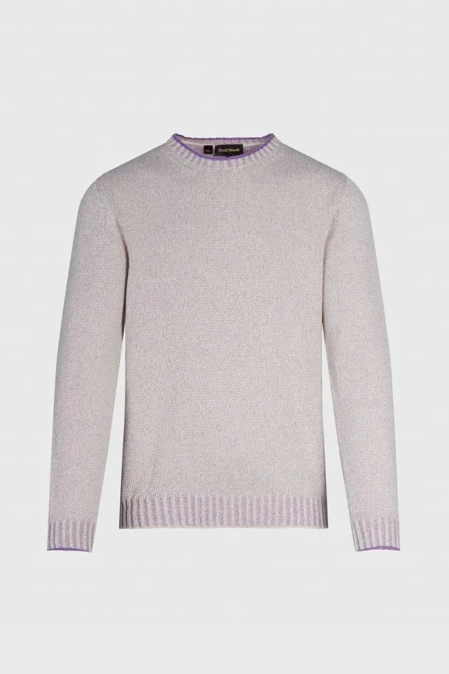 Mens Paul Stuart Sweaters Cotton Moulin Crewneck Sweater Lavender