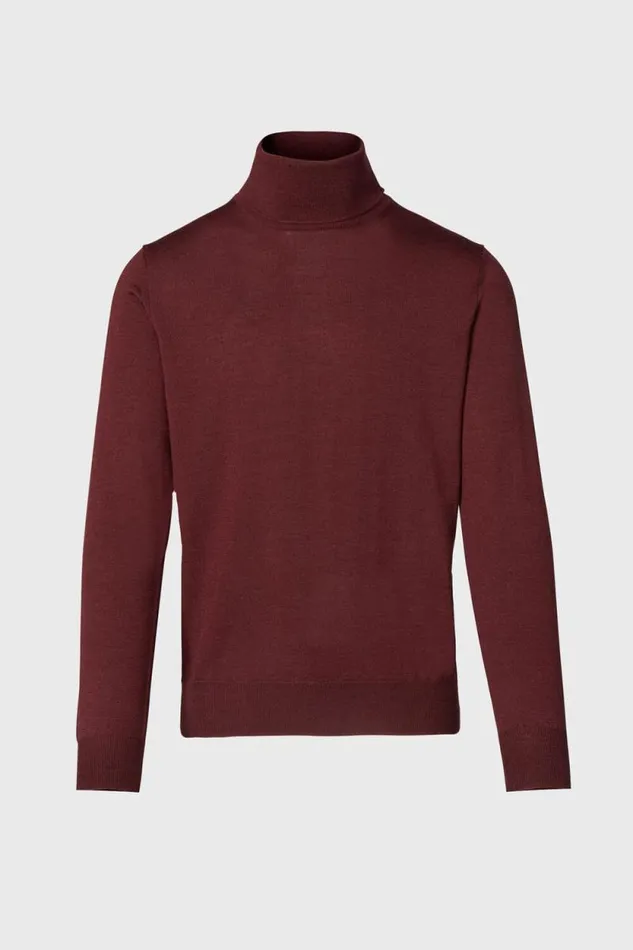 Mens Paul Stuart Sweaters Merino Wool Turtleneck Wine