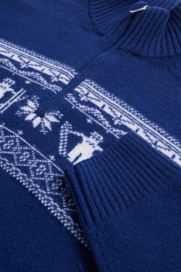 Mens Paul Stuart Sweaters Ski Motif Quarter Zip Sweater Navy Mens Paul Stuart Sweaters Ski Motif Quarter Zip Sweater Navy