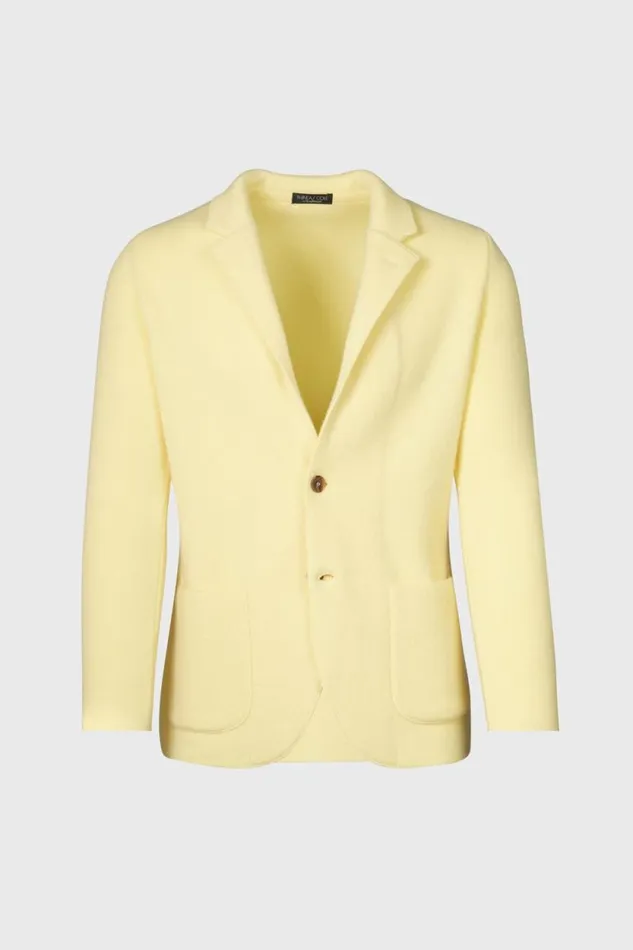 Mens Paul Stuart The Cashmere Shop Cashmere Knitted Single Breasted Blazer Yellow