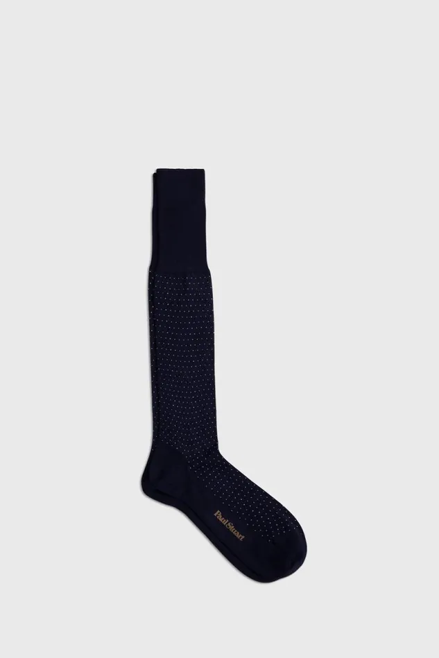 Mens Paul Stuart The Cashmere Shop Pindot Dress Sock Navy