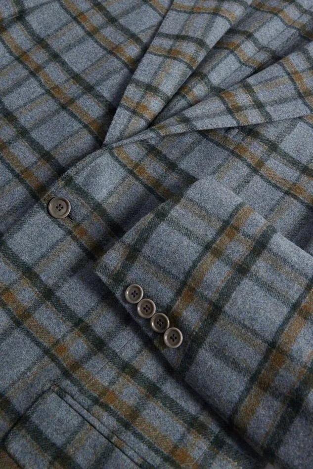 Mens Paul Stuart The Cashmere Shop Wool and Cashmere Plaid Jacket Greytan Mens Paul Stuart The Cashmere Shop Wool and Cashmere Plaid Jacket Greytan