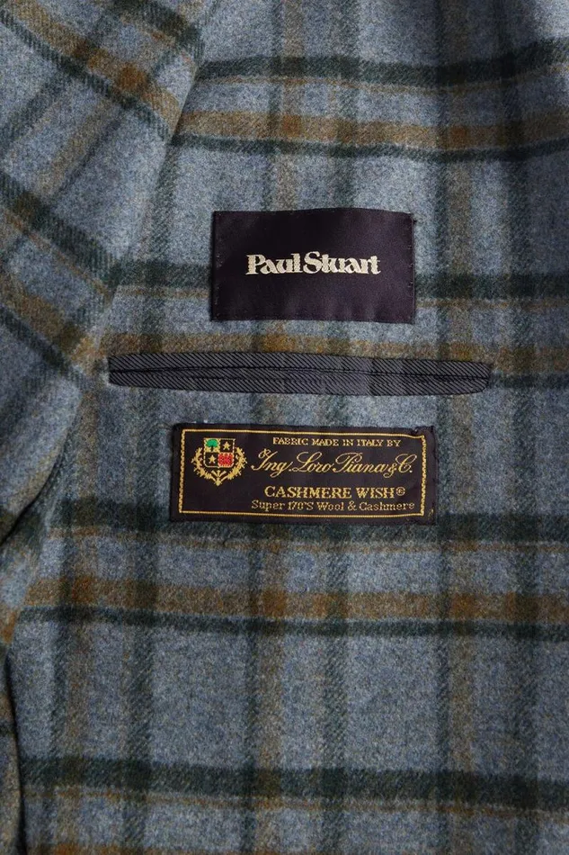 Mens Paul Stuart The Cashmere Shop Wool and Cashmere Plaid Jacket Greytan Mens Paul Stuart The Cashmere Shop Wool and Cashmere Plaid Jacket Greytan