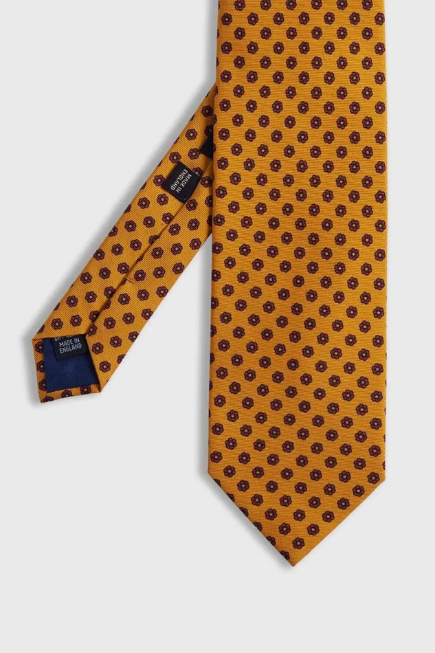 Mens Paul Stuart Ties Printed Silk Floral Tie Cream