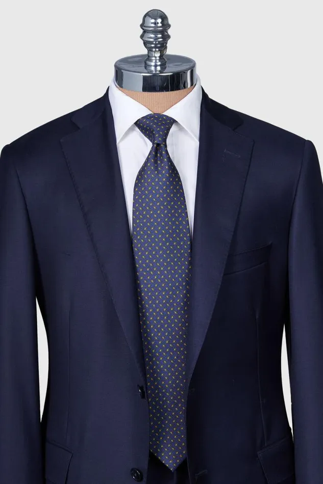 Mens Paul Stuart Ties Printed Silk Small Pine Tie Navy Mens Paul Stuart Ties Printed Silk Small Pine Tie Navy