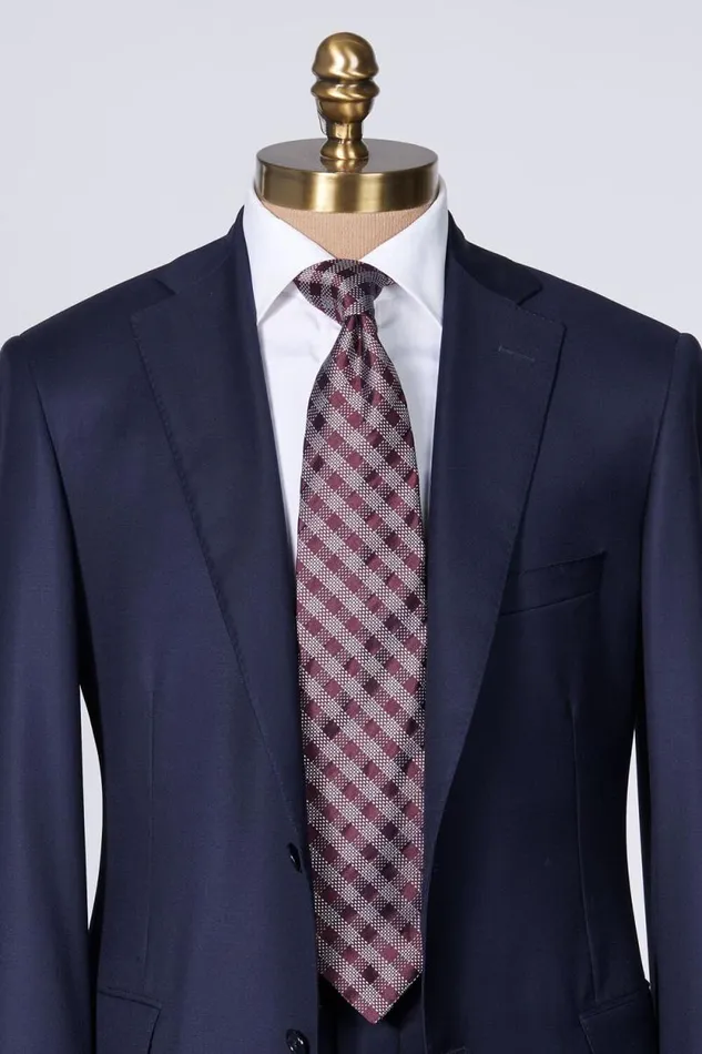 Mens Paul Stuart Ties Silk Jacquard Check Tie Burgundy Mens Paul Stuart Ties Silk Jacquard Check Tie Burgundy