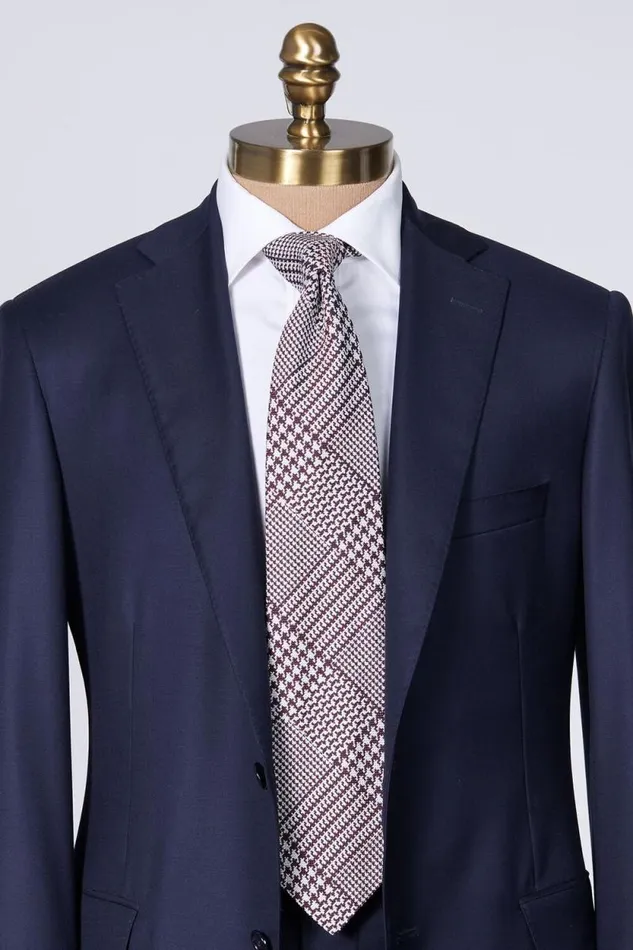 Mens Paul Stuart Ties Silk Jacquard Plaid Tie Burgundy Mens Paul Stuart Ties Silk Jacquard Plaid Tie Burgundy