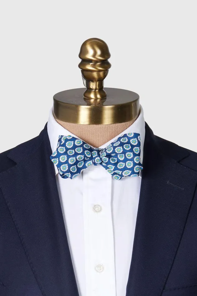 Mens Paul Stuart Ties Silk Twill Tossed Paisley Bow TIe Blue Mens Paul Stuart Ties Silk Twill Tossed Paisley Bow TIe Blue