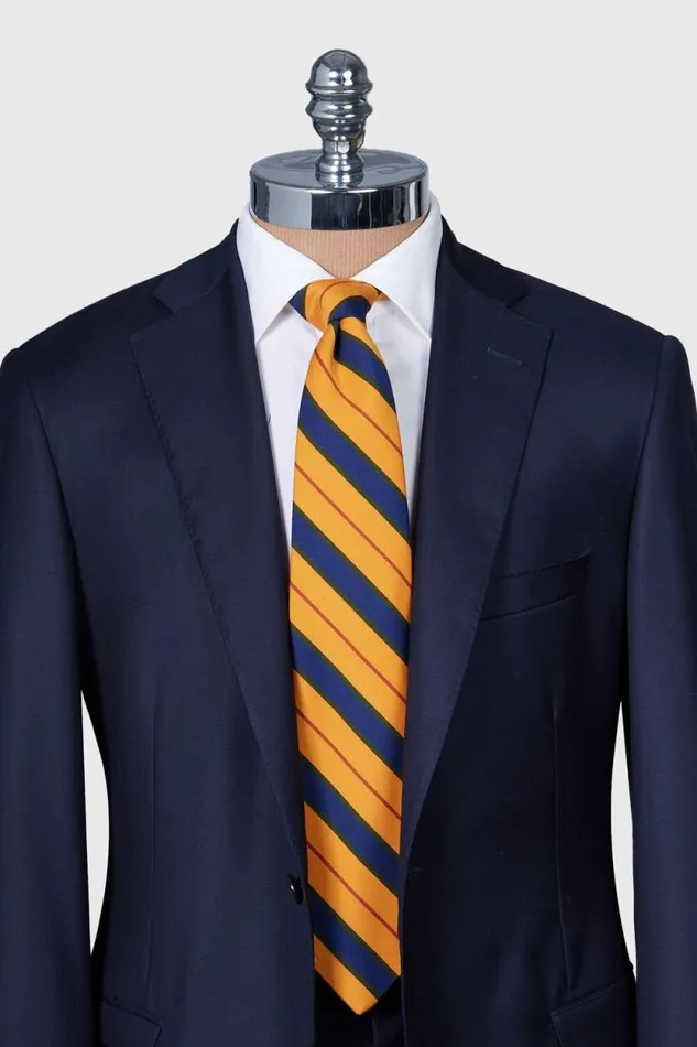 Mens Paul Stuart Ties Wool and Cotton Stripe Tie Gold Mens Paul Stuart Ties Wool and Cotton Stripe Tie Gold