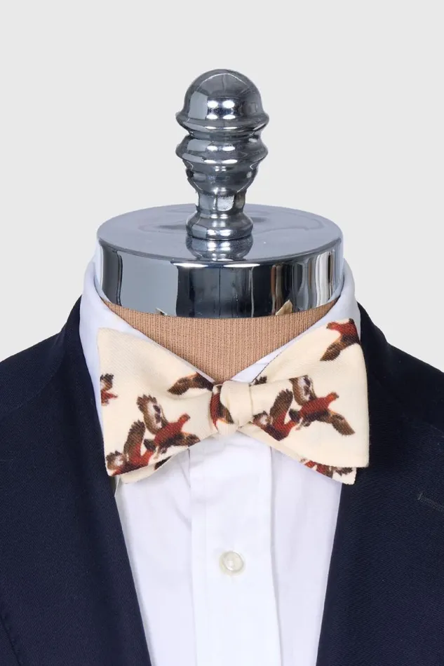 Mens Paul Stuart Ties Wool And Cashmere Pheasant Print Bow Tie Cream Mens Paul Stuart Ties Wool And Cashmere Pheasant Print Bow Tie Cream
