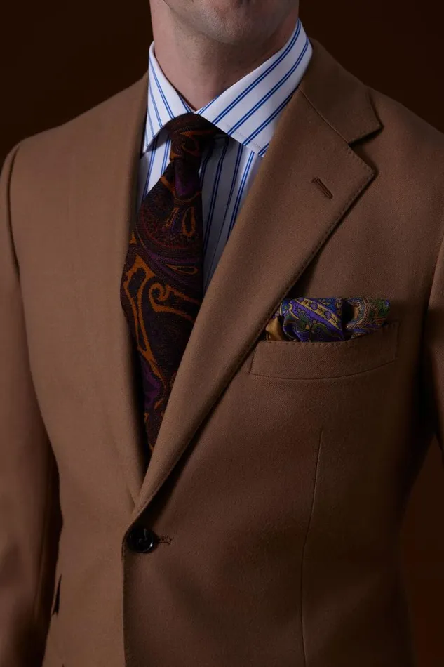 Mens Paul Stuart Ties Wool Paisley Tie Gold Mens Paul Stuart Ties Wool Paisley Tie Gold