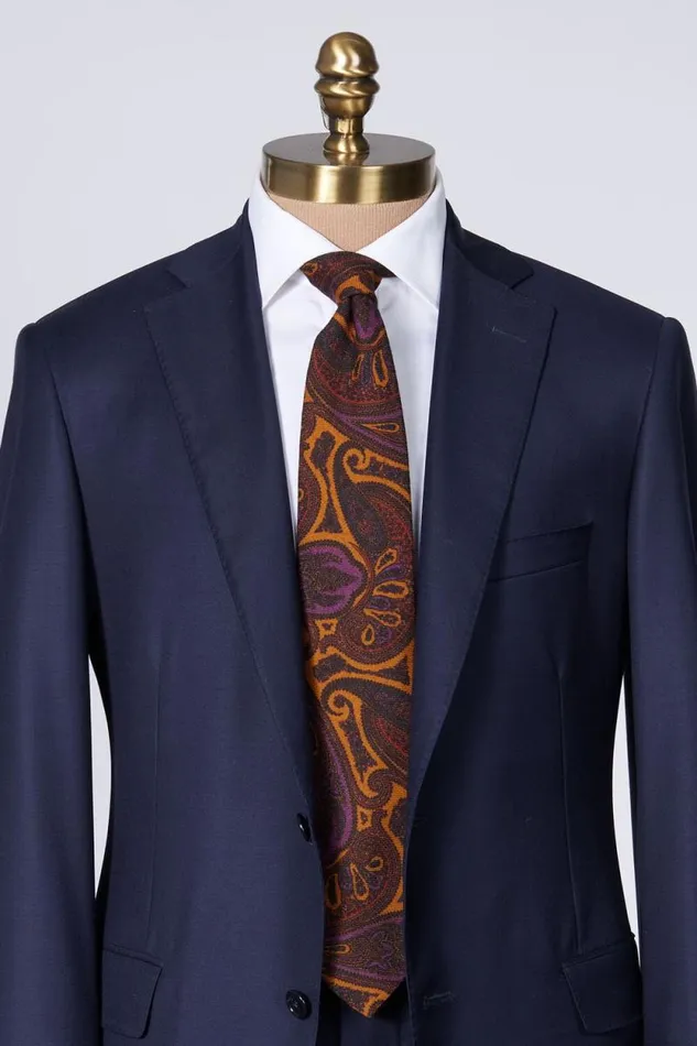 Mens Paul Stuart Ties Wool Paisley Tie Gold Mens Paul Stuart Ties Wool Paisley Tie Gold